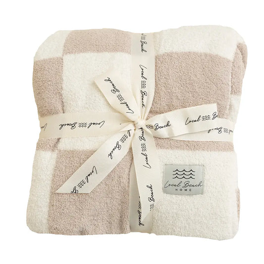 Barefoot Dreams Dupe Sand/ Cream Luxe Cozy Baby Blanket