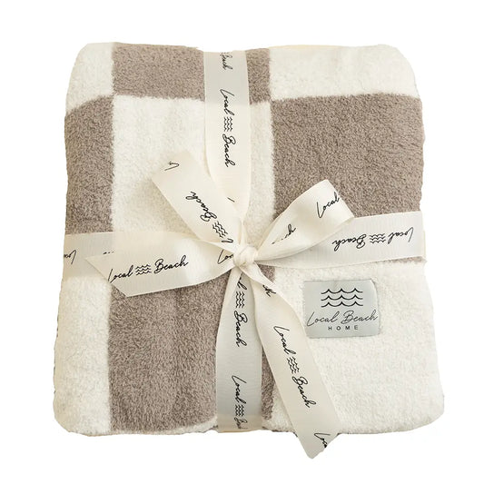 Barefoot Dreams Dupe Taupe/ Cream Luxe Cozy Baby Blanket