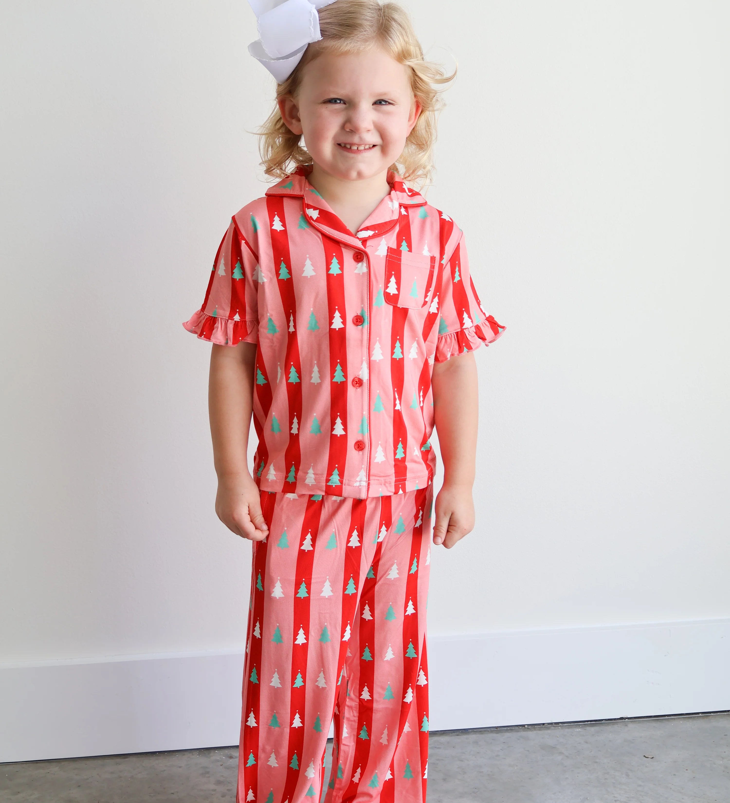 Hollis Baker Girls Pink And Red Christmas Two piece Set