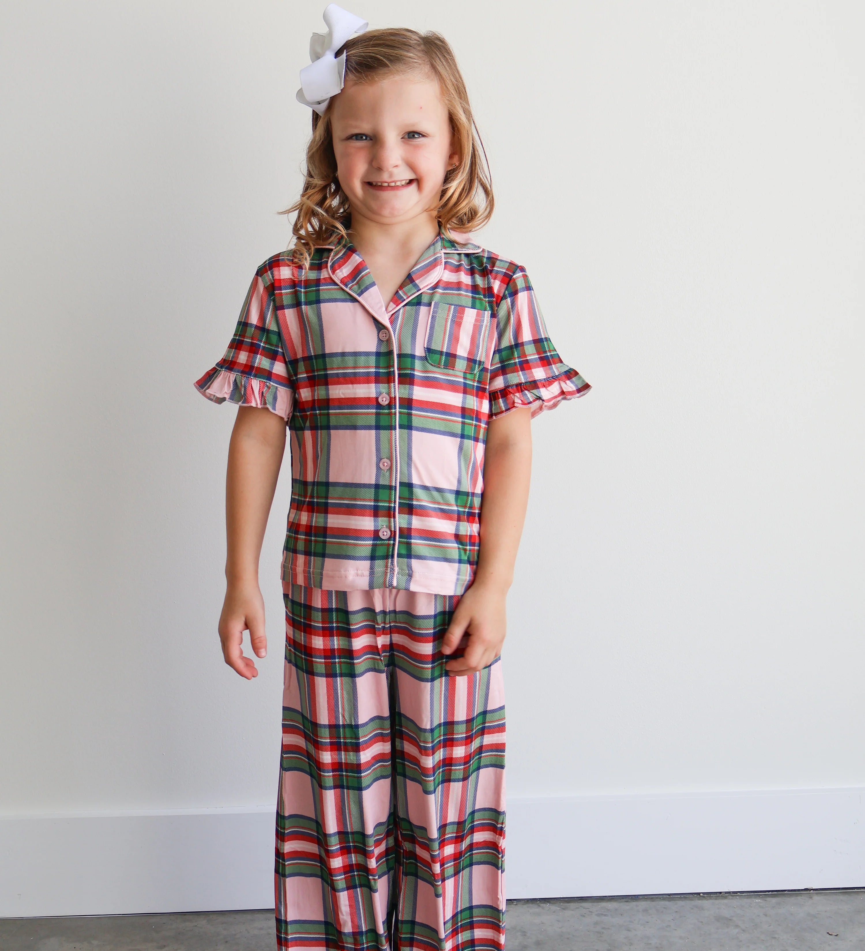 Hollis Baker Girls Pink Plaid Two Piece Set