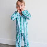 Hollis Baker Boys Green And Blue Christmas Two Piece Set