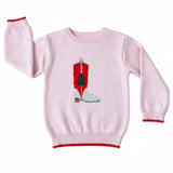 Hollis Baker Girls Pink Christmas Boot Sweater