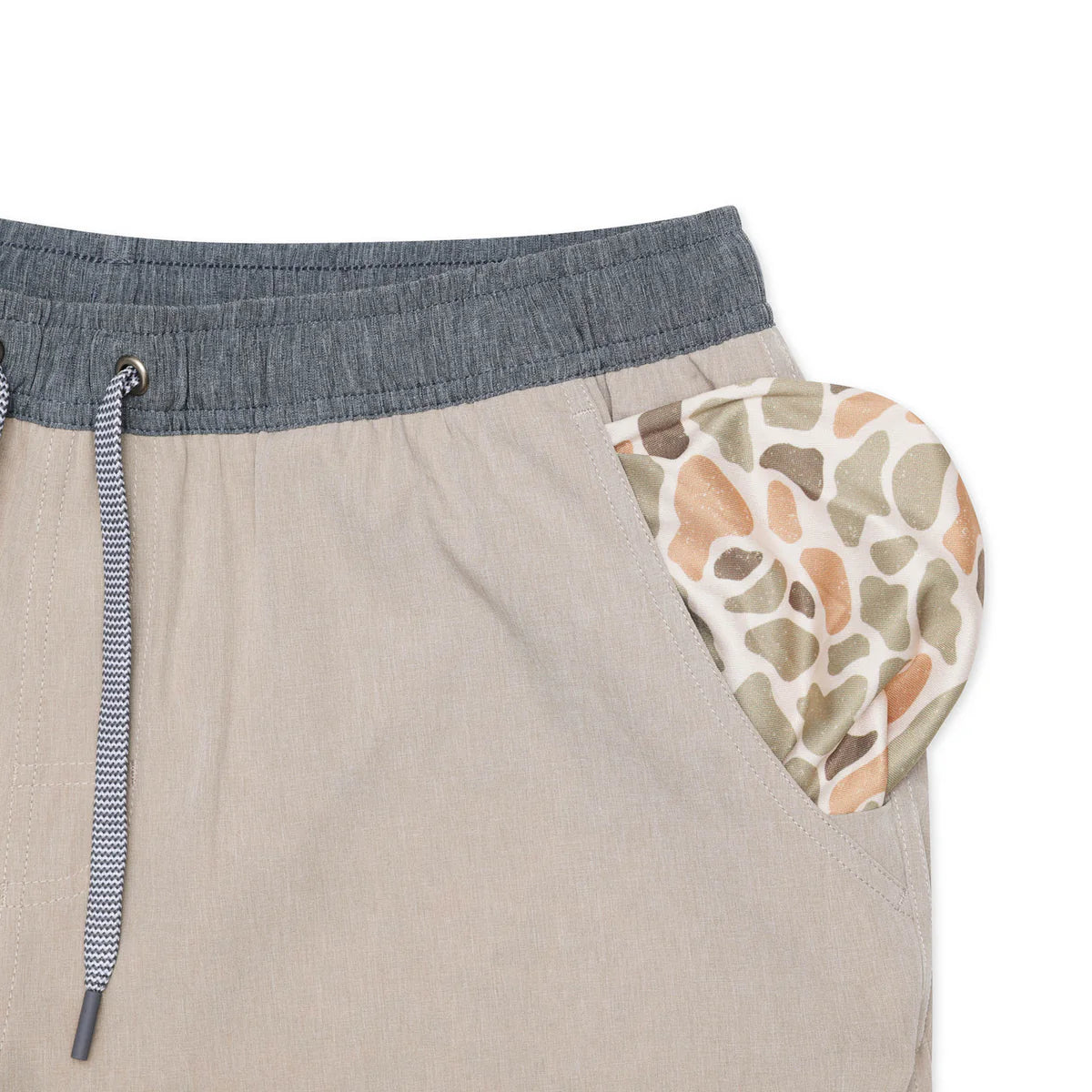 Burlebo Mens Khaki Venado Camo Liner Athletic 7" Shorts