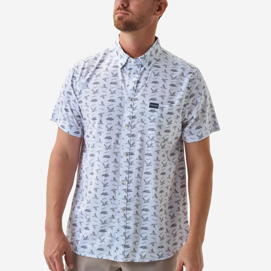 Burlebo Ducks & Calls Performance Men's Button Up Short Sleeve