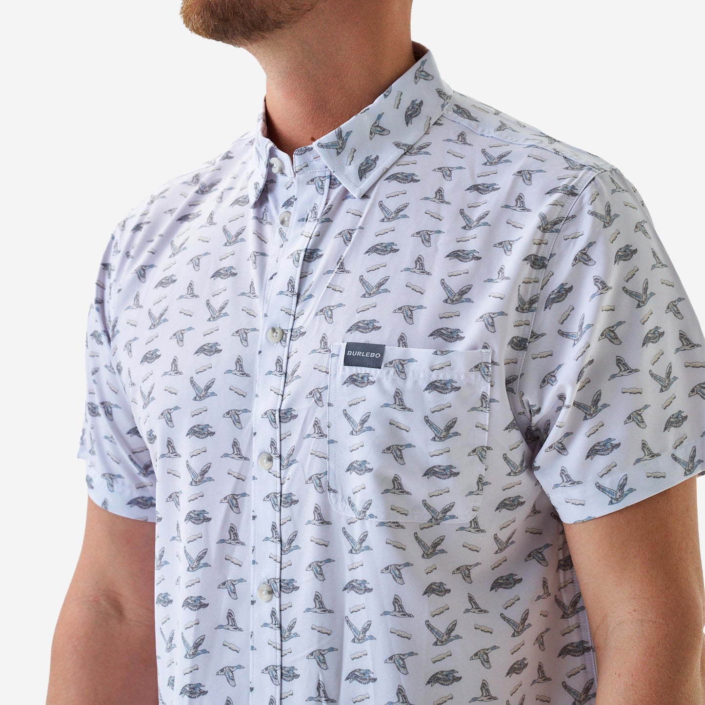 Burlebo Ducks & Calls Performance Men's Button Up Short Sleeve