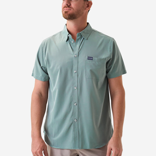 Burlebo Sage Performance Men's Button Up Short Sleeve