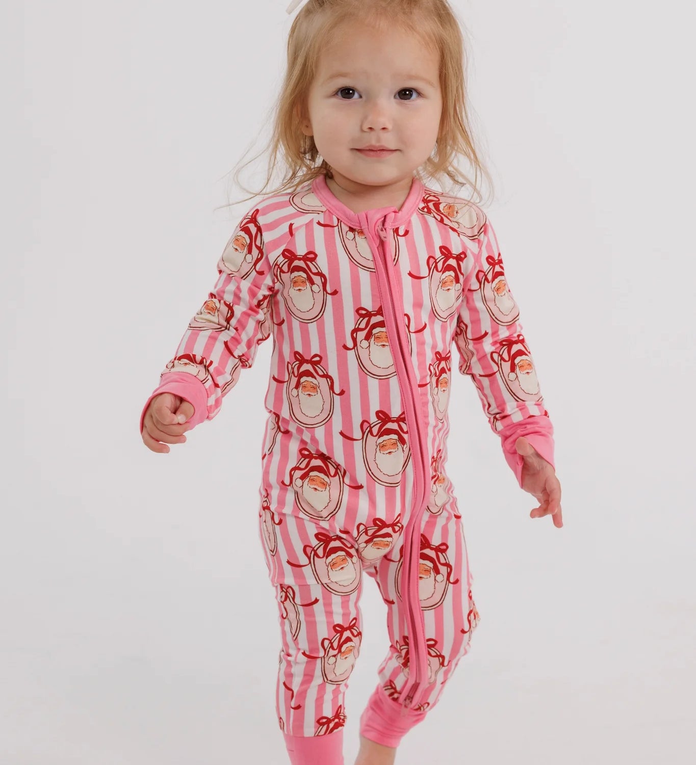 In My Jammers Girls Pink Santa Claus Lane Onesie