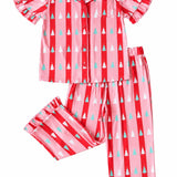 Hollis Baker Girls Pink And Red Christmas Two piece Set