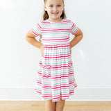Mila & Rose Girls Pastel Stripes Pocketed Twirl Dress