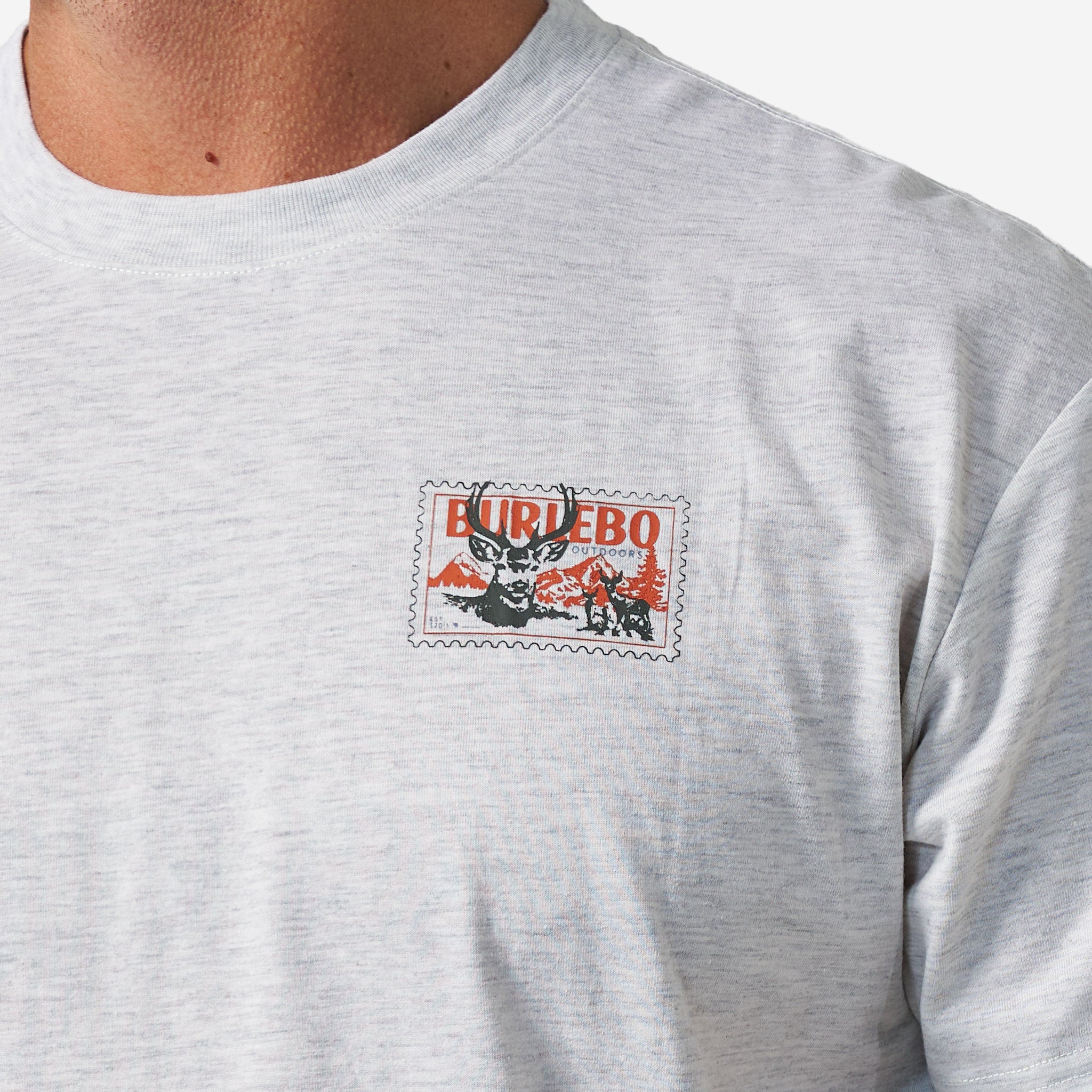 Burlebo Mens Heather Ash Grey Buck Stamp Shirt