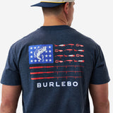Burlebo Heather Navy Fishing USA Short Sleeve Men's Short Sleeve Shirt