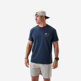 Burlebo Heather Navy Fishing USA Short Sleeve Men's Short Sleeve Shirt