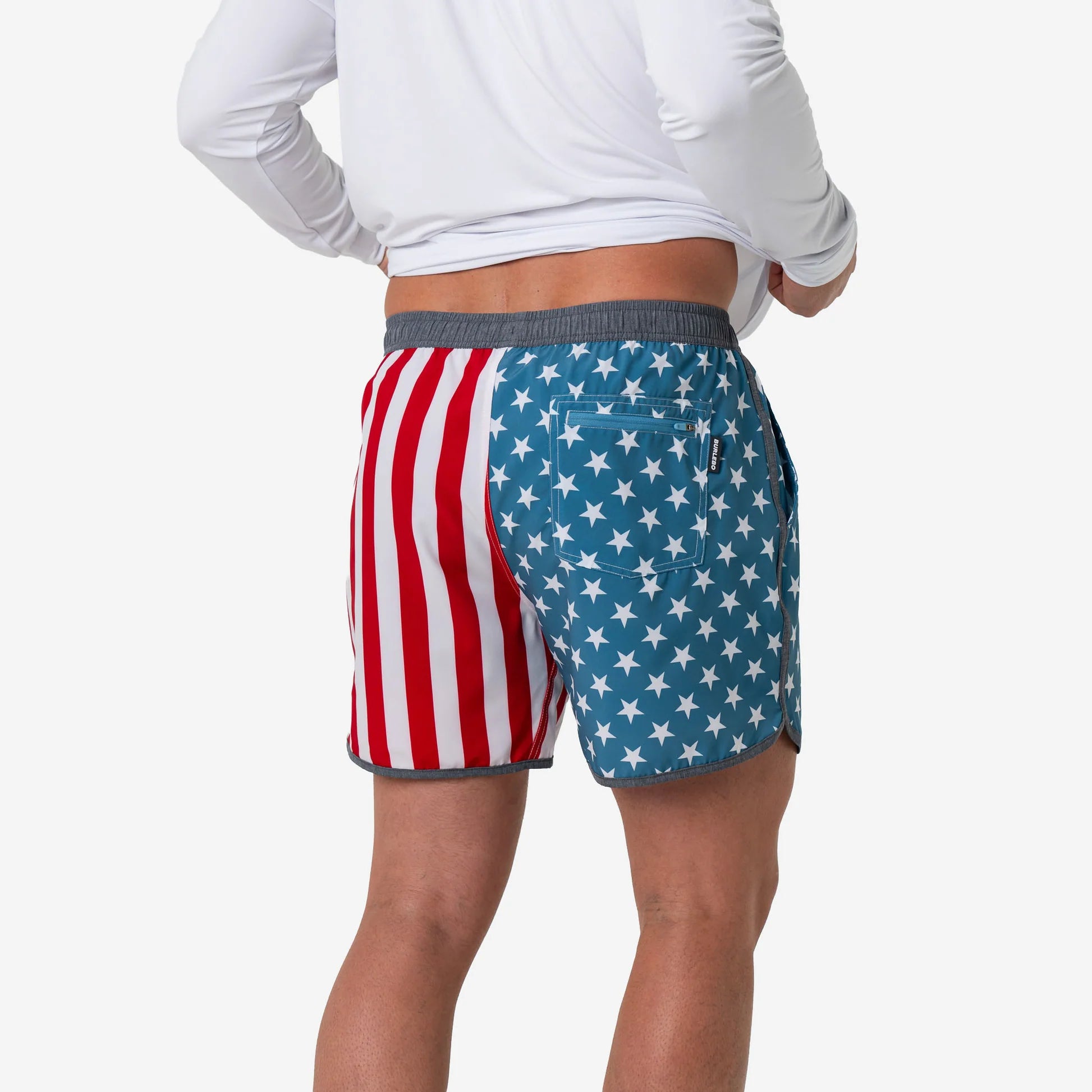 Burlebo Throwback USA Mens Swim Shorts Trunk