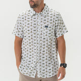 Burlebo Flying Mallard Ducks Performance Button Up Mens Shirt