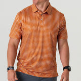 Burlebo Mens Orange & White Texas Performance Polo
