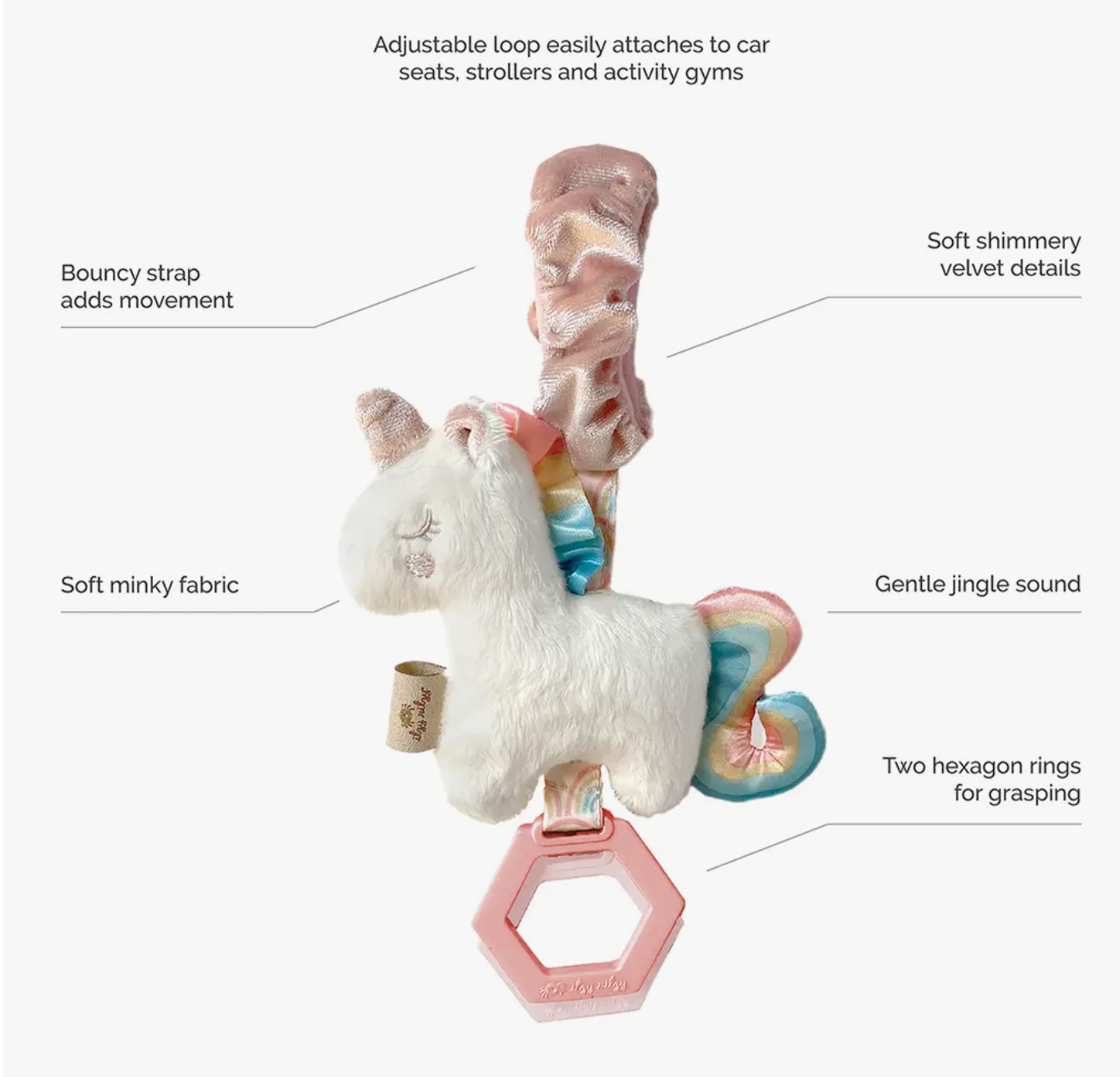 Itzy Activity Plush with Teether Toy- Mini Unicorn