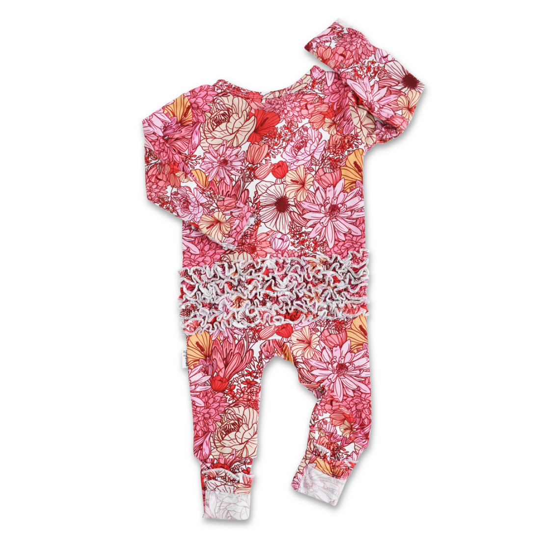 Thea Girls Bamboo Ruffle Zipper Onesie