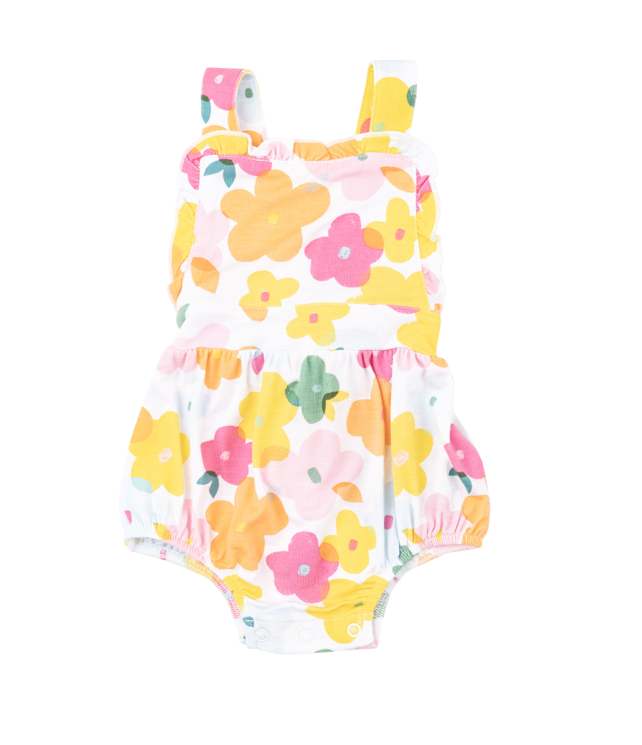 Paper Floral Ruffle Bubble Sunsuit