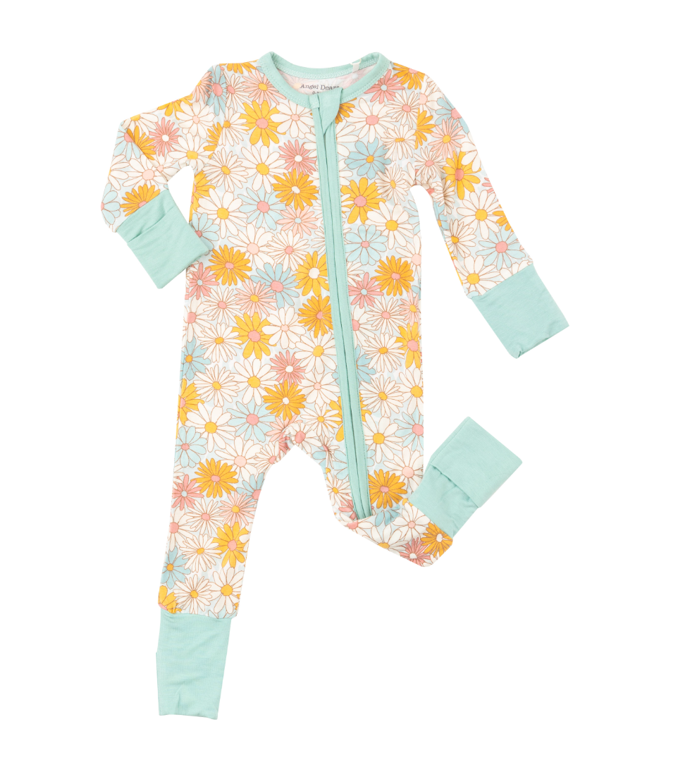 Good Vibes Daisy Girls Bamboo Zipper Onesie