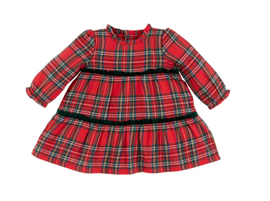 Mud Pie Tiered Red Plaid Tartan Girls Christmas Dress