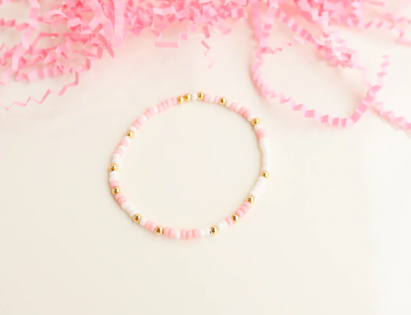 Beaded Blondes - Pink and White Sprinkle Bracelet