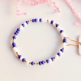 Beaded Blondes Royal Blue and White Sprinkle Bracelet (kids)