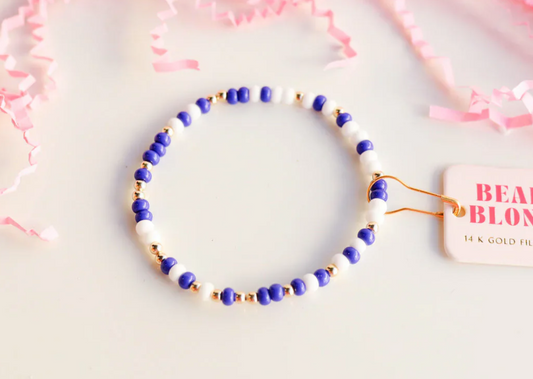 Beaded Blondes Royal Blue and White Sprinkle Bracelet (kids)