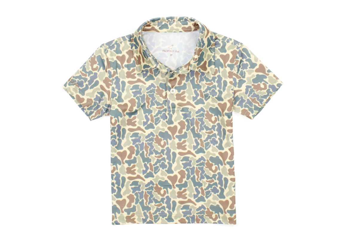 Properly Tied Field Camo Inlet Boys Polo