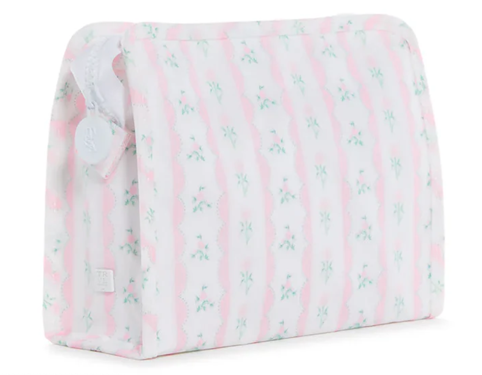 TRVL Ribbon Floral Pink Roadie Medium Zip Pouch