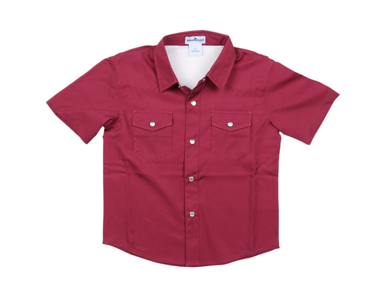 BlueQuail Maroon Boys Pearl Snap Boys shirt