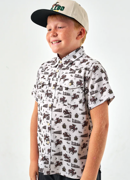 Burlebo Cowboy Country Pearl Snap Western Boys Shirt