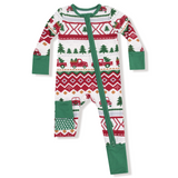 Angel Dear Bamboo Red Truck Faire Isle Christmas Onesie