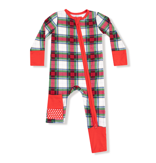 Angel Dear Bamboo Holiday Plaid Christmas Onesie