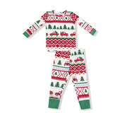 Angel Dear Two Piece Bamboo Pajamas- Red Truck Fair Isle