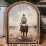 Arch Top Cattle Drive Framed Art