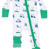 Angel Dear Vintage Golf Carts Blues Bamboo Boys Onesie