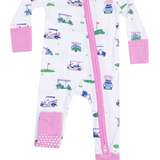 Angel Dear Girls Vintage Golf Carts Pink Bamboo Onesie