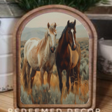 Arch Top Two Horses Framed Art
