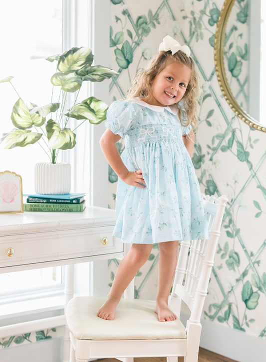 Poppy Kids Collared Hydrangea Girls Dress