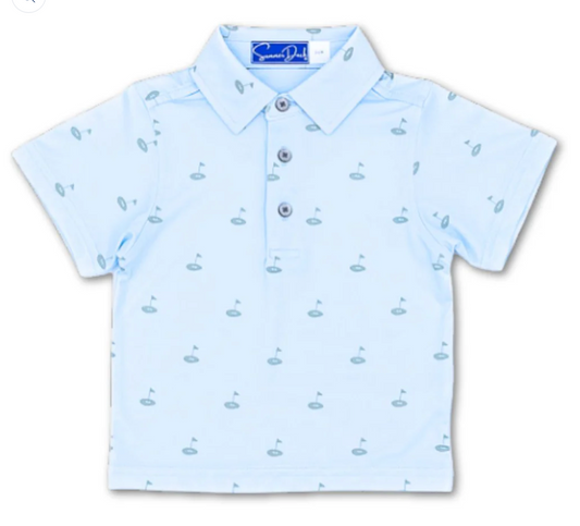 Summer Duck Golf Birdie Blue Boys Polo Shirt