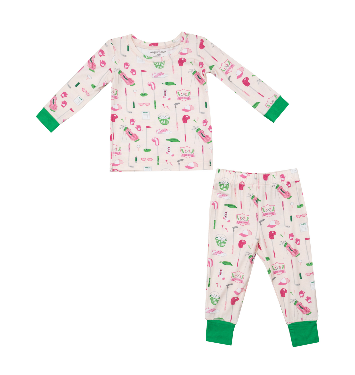 Golf Club Pink Girls Long Sleeve Pajama 2 Piece Set