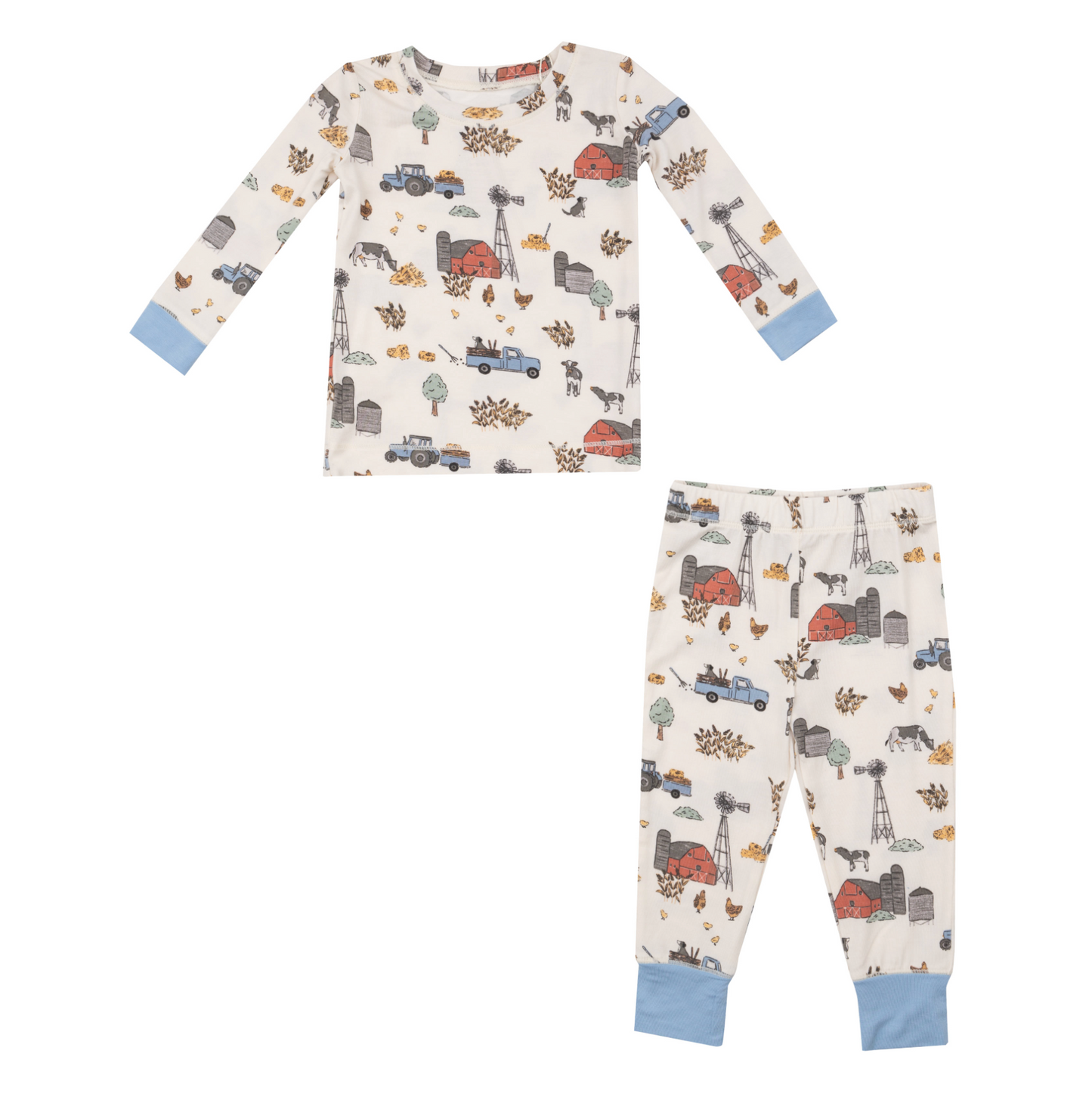 Angel Dear Two Piece Boys Hay Farmer Bamboo Pajamas