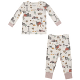 Angel Dear Two Piece Girls Hay Farmer Bamboo Pajamas