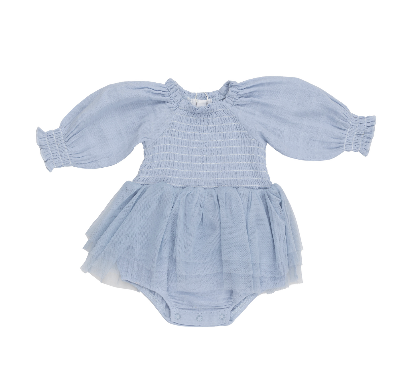 Angel Dear Girls Dusty Blue Long Sleeve Smocked Tutu Bubble