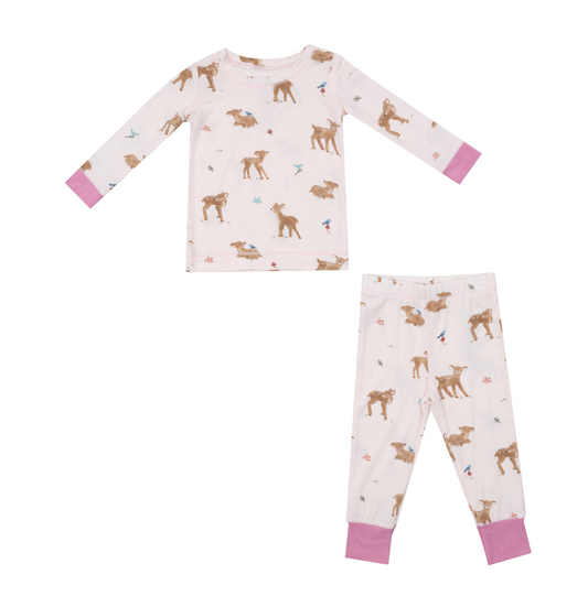 Angel Dear Two Piece Girls Soft Deer Bamboo Pajamas