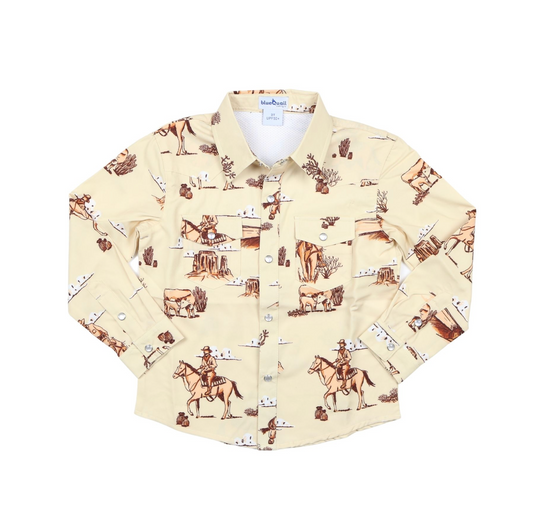 Blue Quail Pearl Snap Long Sleeve Boys Cattle Drive Shirt