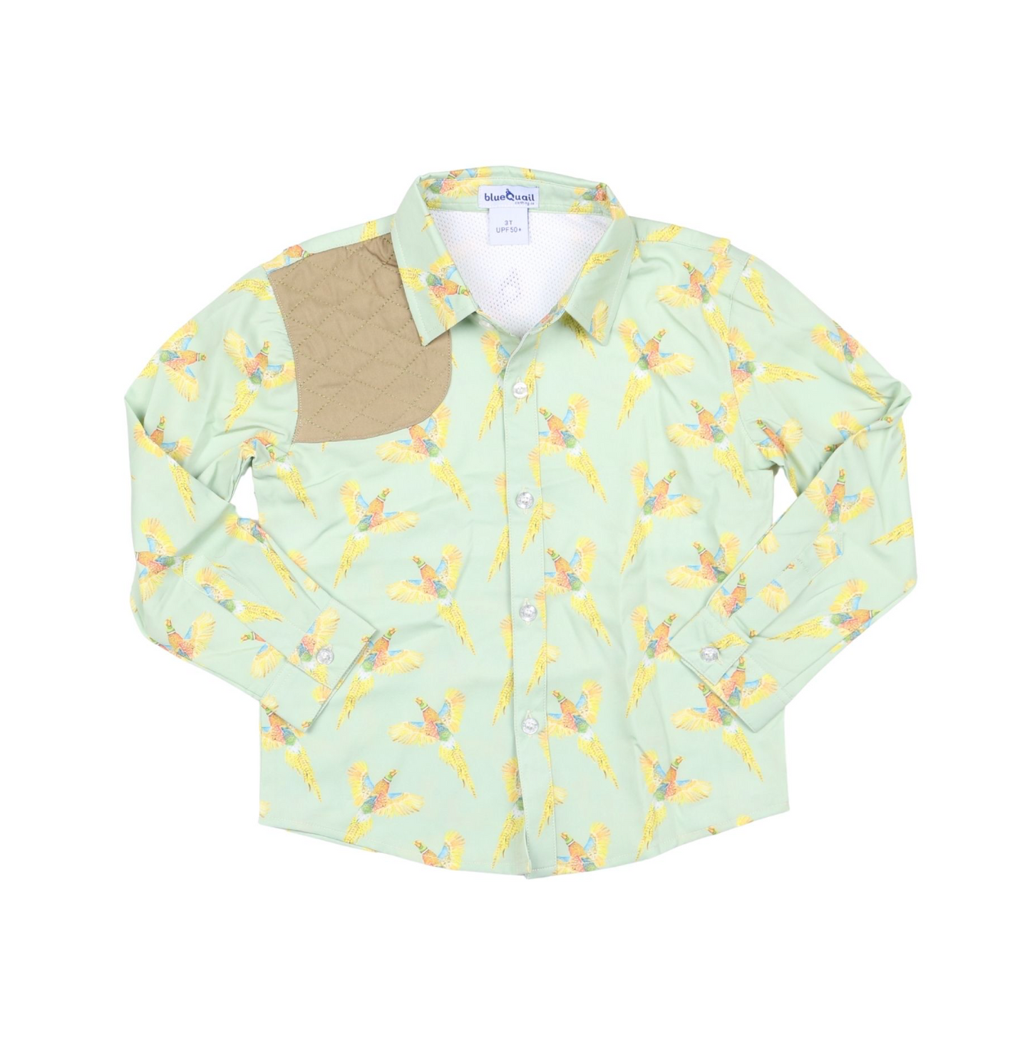 Blue Quail Pheasants Long Sleeve Boys Ranch Shirt