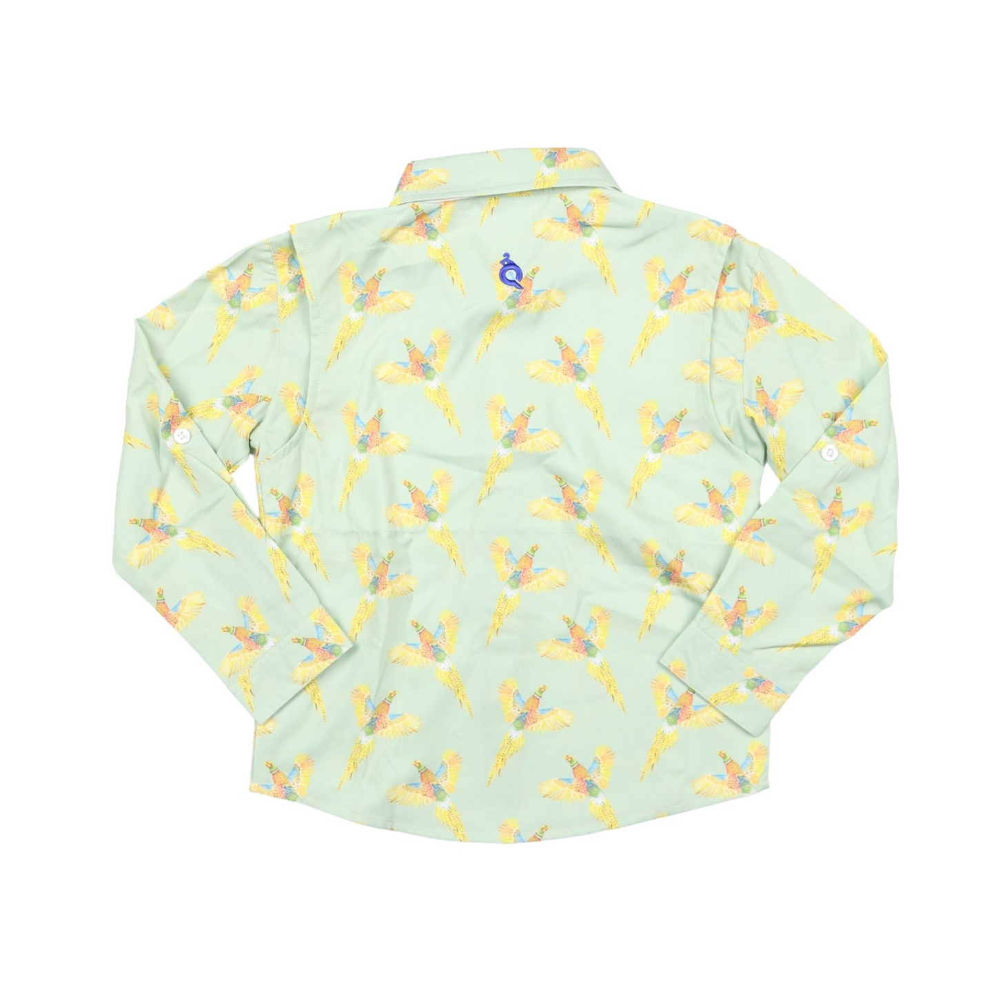 Blue Quail Pheasants Long Sleeve Boys Ranch Shirt