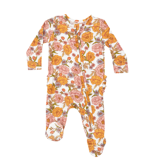 Angel Dear Girls Ambers Floral Bamboo Footed Onesie