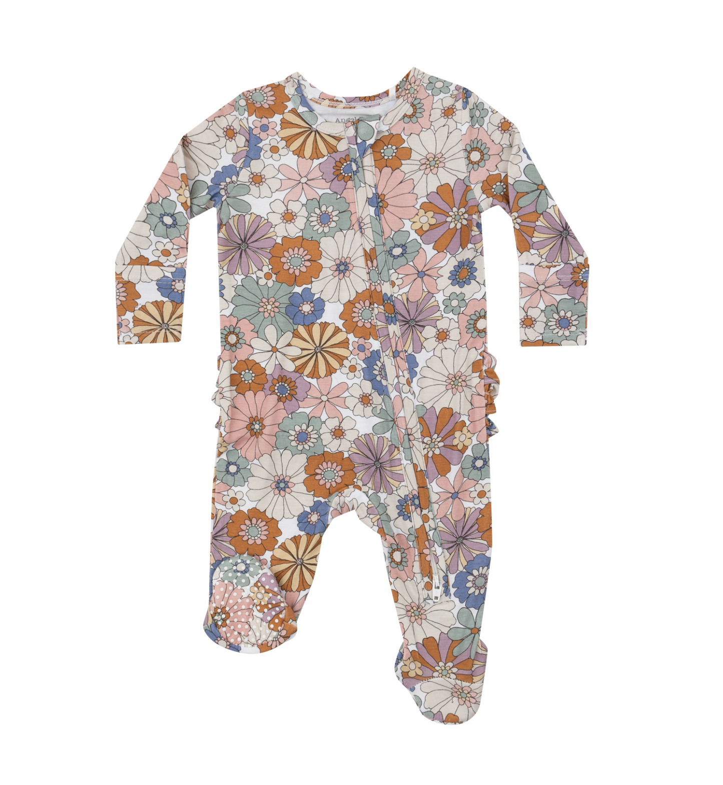 Angel Dear Girls Brighten Floral Bamboo Footed Onesie